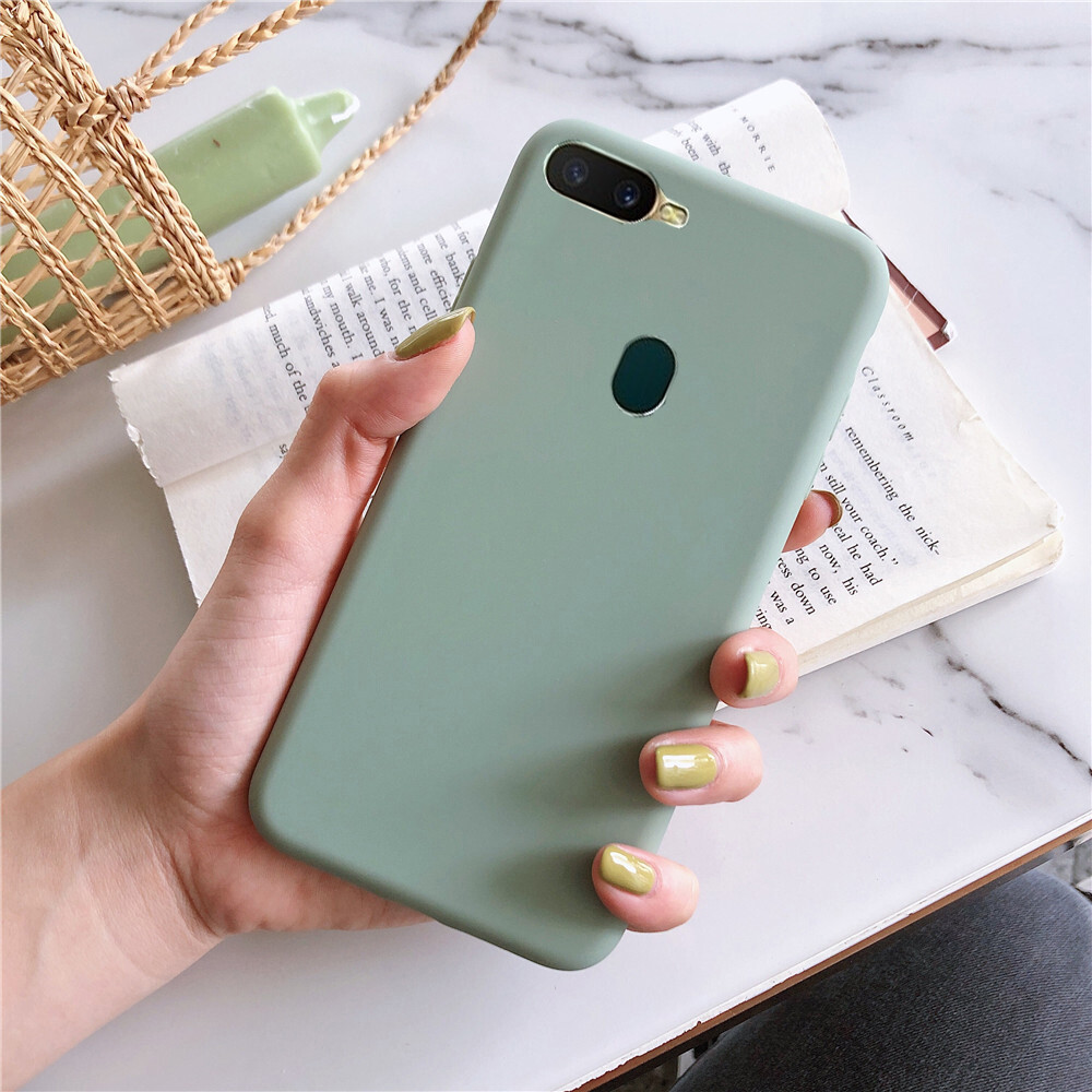 Điện Thoại Vỏ Ốp Điện Thoại Màu Trơn Đơn Giản, Cho OPPO A3s A7 A5s Ốp Lưng Silicon Mềm A12 A12e C1 Coque Trường Hợp Điện Thoại