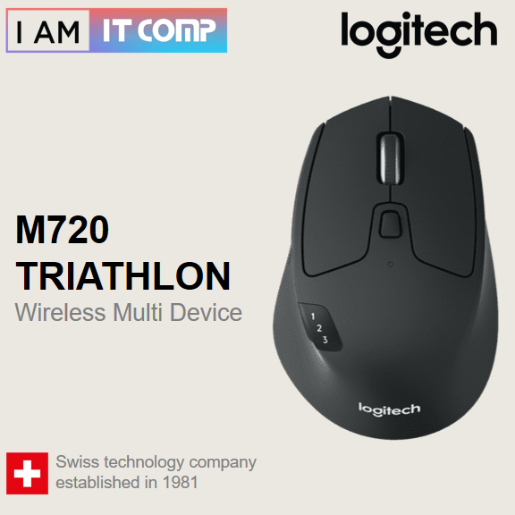 Logitech M720 Triathlon Multi-device Wireless Mouse - Black