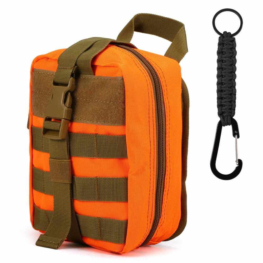 Tactical Waist Pack 600D Nylon First Aid Pouch Tactical Military Pouch Fanny Pack Pocket for Sports Travel Hiking Running Cycling Camping Hunting (Orange)