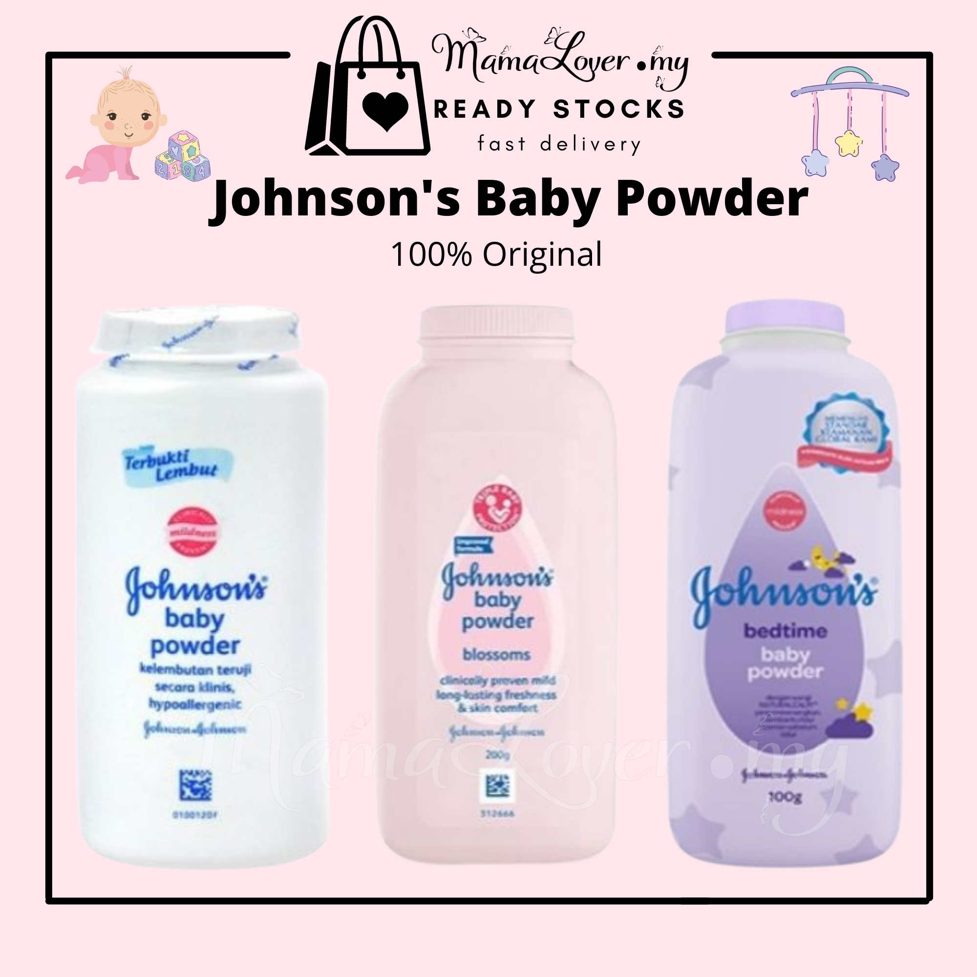 Johnsons Baby Powder Classic 100g Classic Blossoms Bedtime Talkum Bayi
