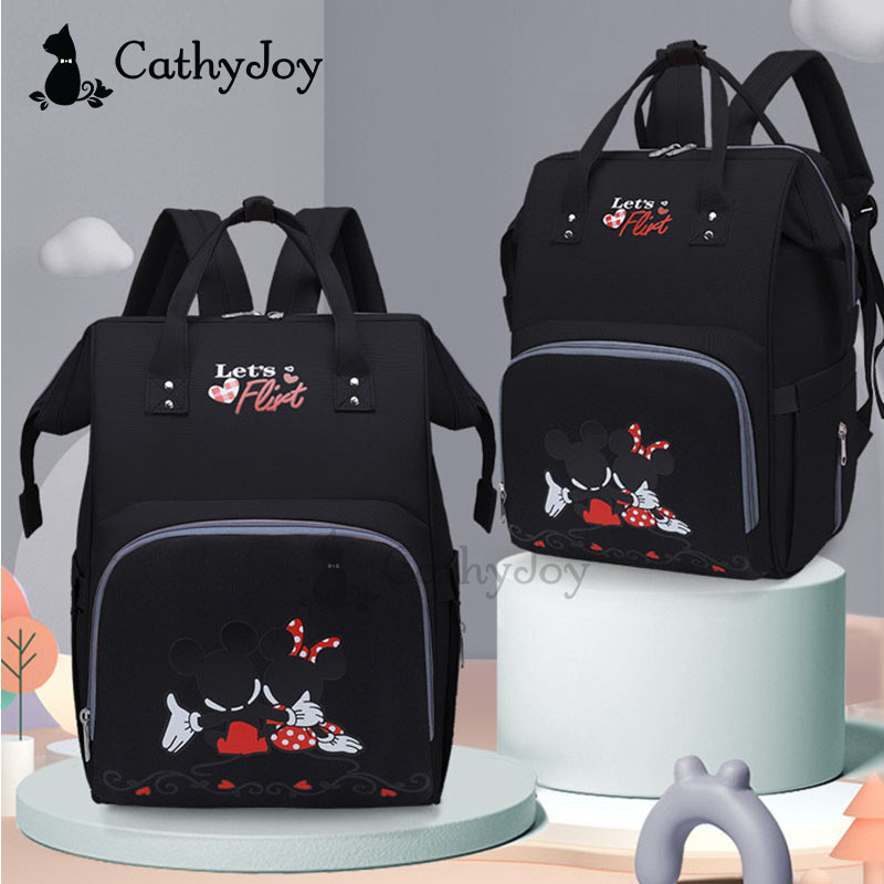 CathyJoy Mommy Diaper Bag Thermal Insulated Minnie Mickey Nappy Backpack Hanging On Stroller Maternity Baby Kids Travel Mom Shoulder Bag