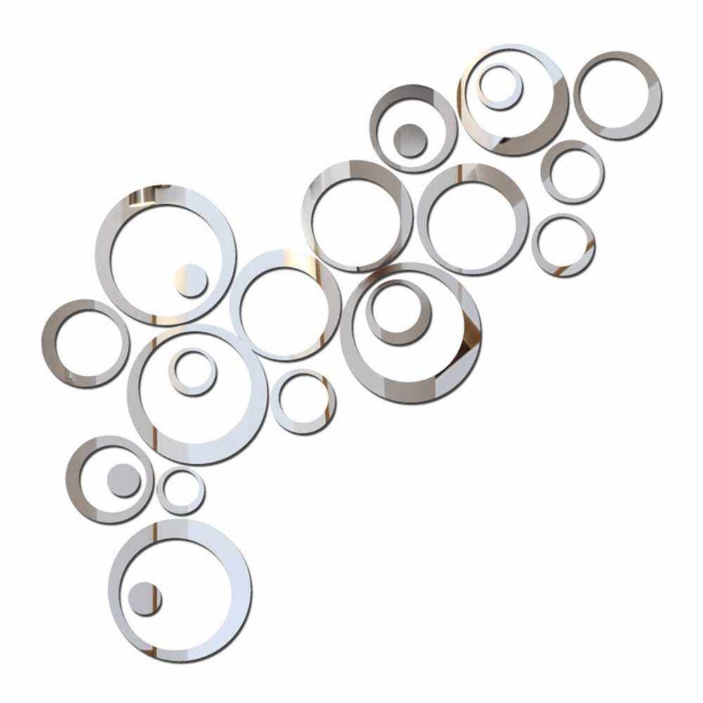 24PCS/Set 3D Round Mirror Sticker Acrylic Mirror Wall Stickers Home Decor Mirror Art Stickers Geometric Circle Mirror Home Background Decoration (1)