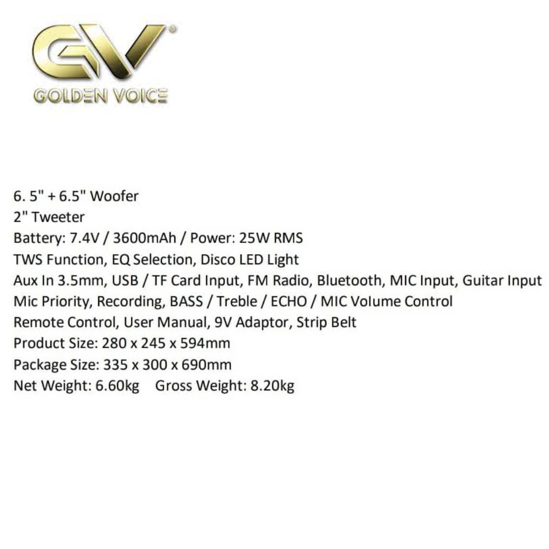 GOLDEN VOICE PS-625H LED PARTY PORTABLE SPEAKER