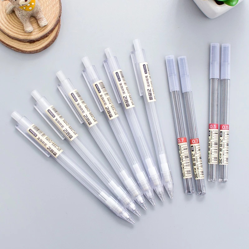 Mechanical Pencils with Refills Set 0.5/0.7mm 2H/2B/HB Transparent Drafting Writting Mechanical Pencil School Office Stationery