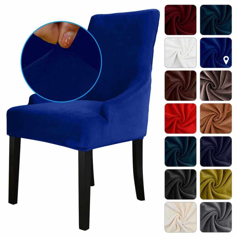 Chair Cover Velvet Chair Slipcovers Removable Washable Soft Dining Chair Protector Cover Blue (Blue)