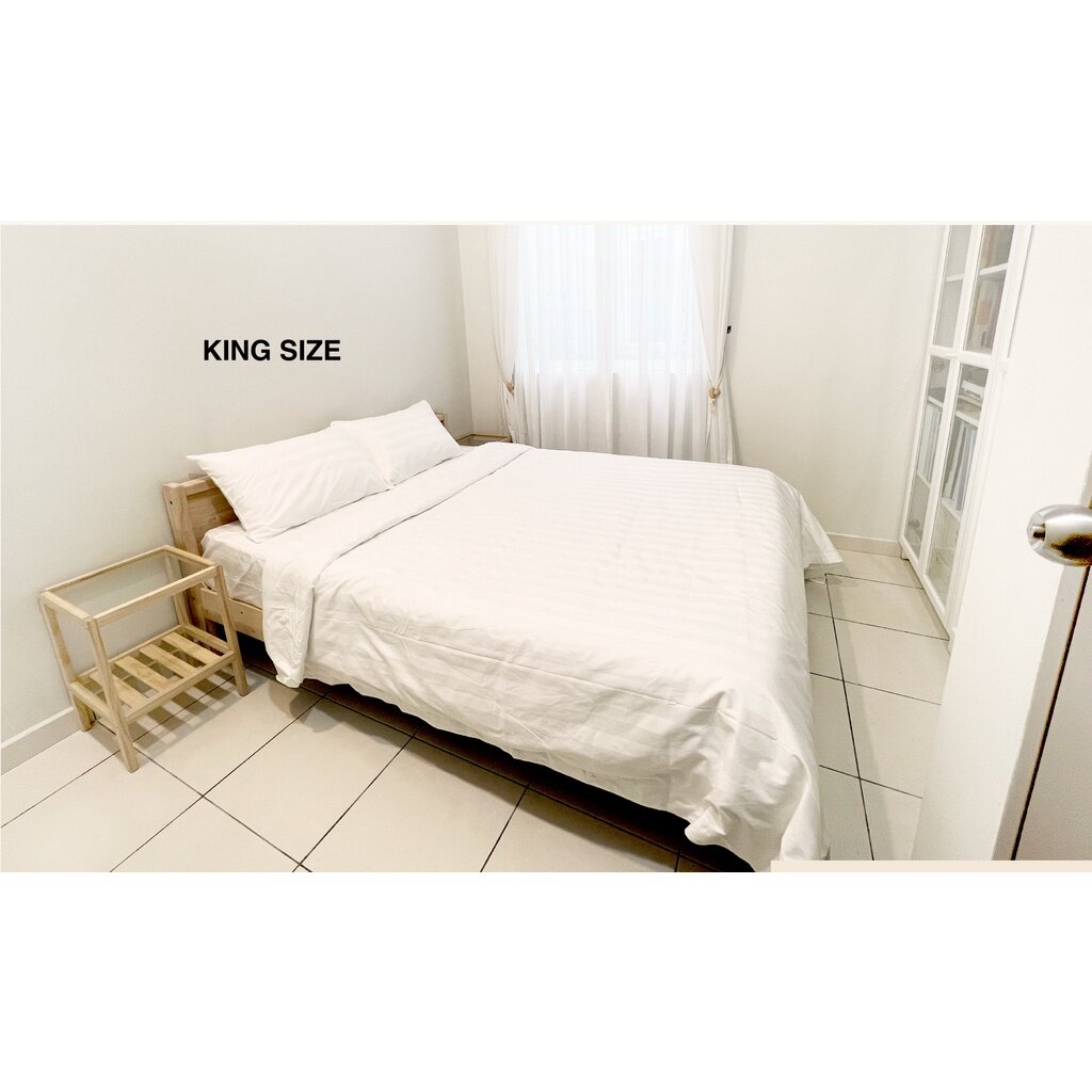 ROAM Nordic QUEEN size KING Bed Frame Wood Rubber Wood Katil Double Bedframe Natural Oak Color with Base Board Plywood