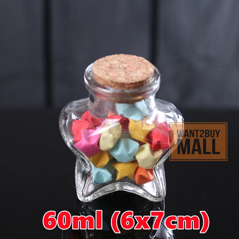 Lucky Star Glass Bottle Whishing Origami Paper Star Paper Birthday Gift Candy SLIME Deco DIY Star Mainan Kanak 星空许愿糖果瓶