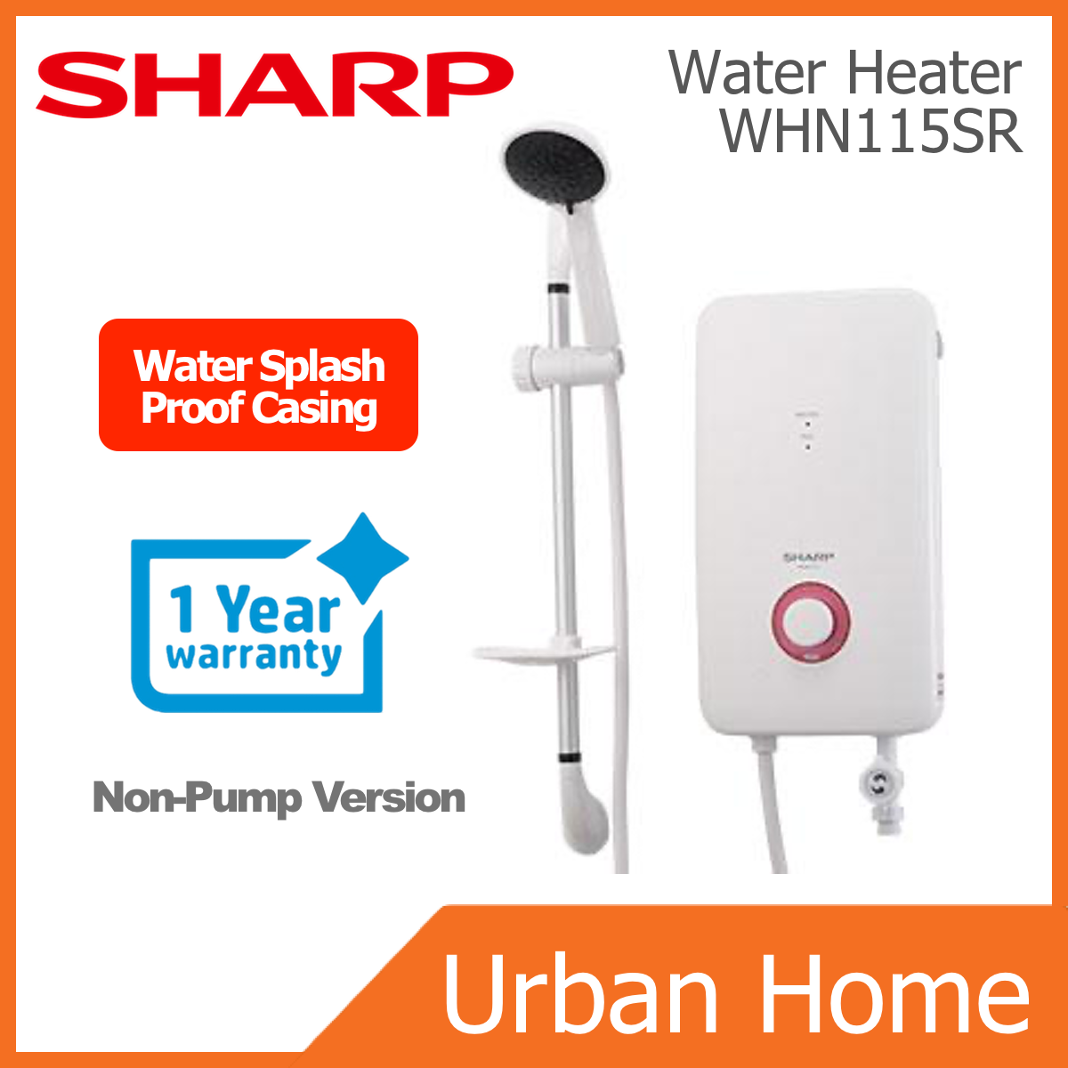 SHARP Non Pump Hot Shower Water Heater (WHN115SR)