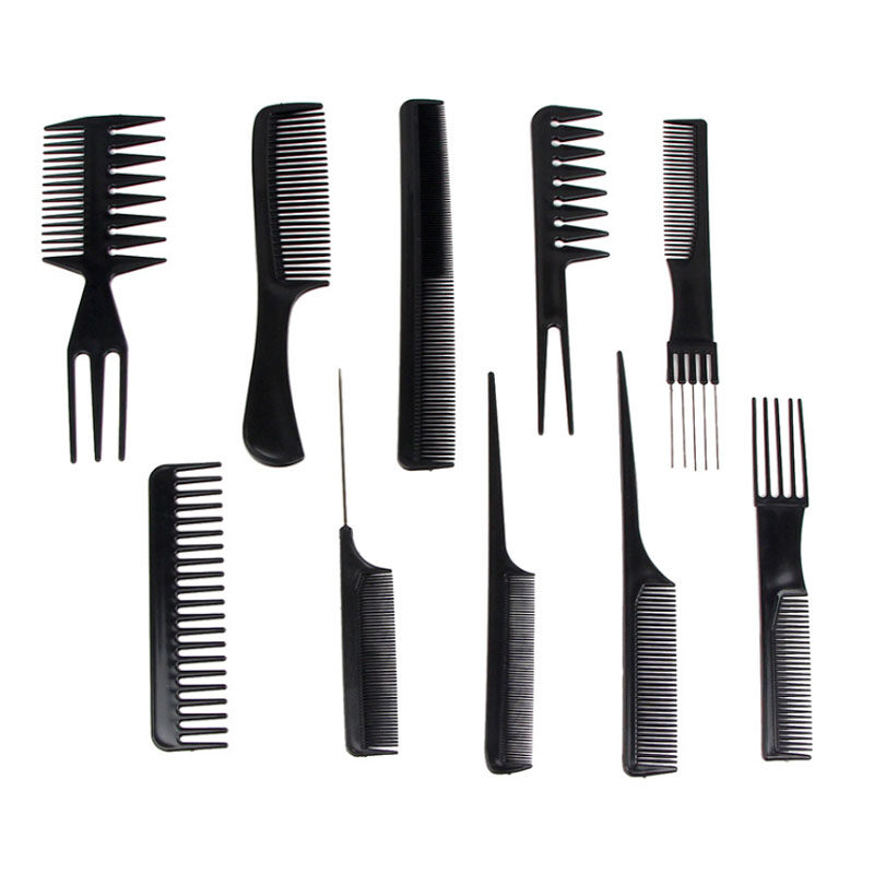 10 buc negru bărbați femei Salon coafură frizerie perie piepteni set plastic perie piepteni_voghion.com