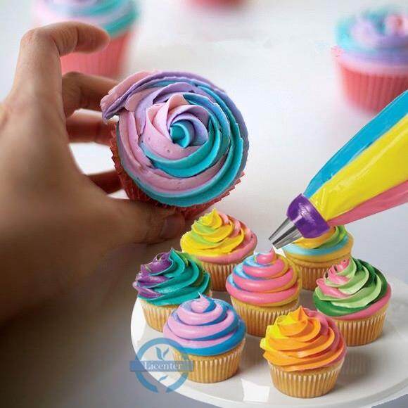 【Modern housewives] 3 Color Cake Decorating Tools Icing Piping Cream Pastry Bag Nozzle Converter【licen]