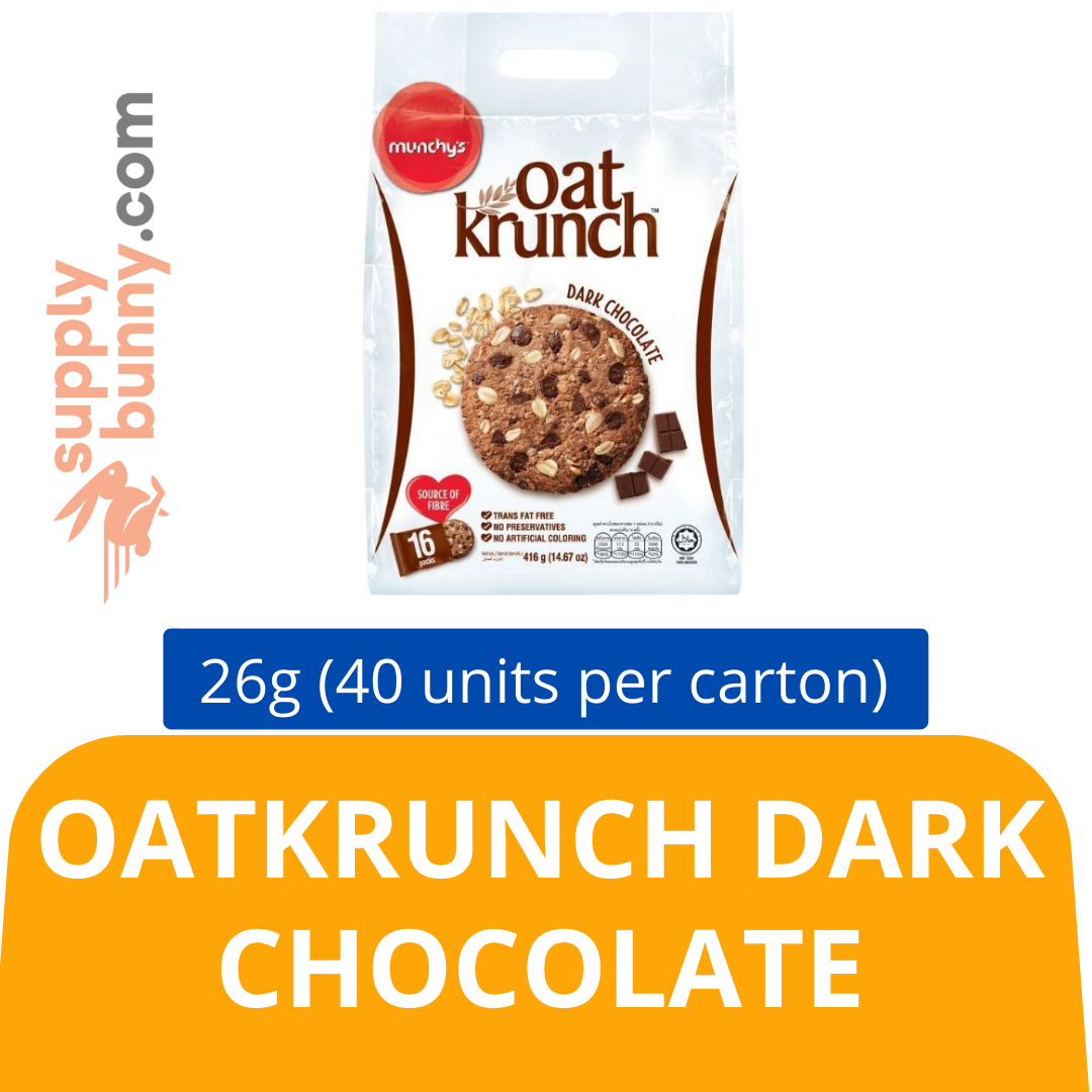 OatKrunch Dark Chocolate (26g X 40 units per pack) (4 packs per carton) 燕麦黑巧克力饼干 PJ Grocer OatKrunch Coklat Gelap
