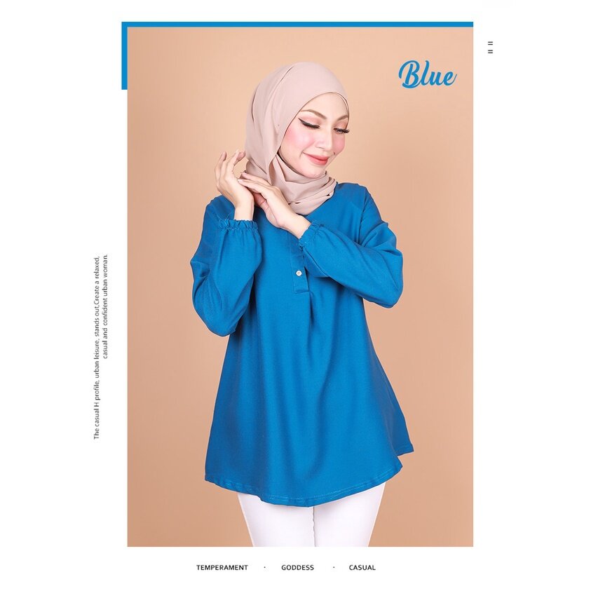 Ayraa Fashion Blouse Front Button Muslimah Baju Wanita Best Buy