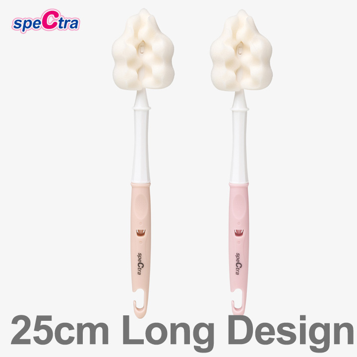 Spectra Long Type Baby Bottle Cleaner 2 pcs Sponge Brush Milk Storage Korea