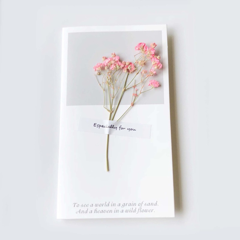 Dry Flower Greeting Card Handmade Wish Card Wedding Birthday Greeting Card Dried Flower Best WishCard kad hari jadi 生日贺卡