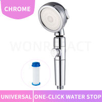 Skin Care High Pressure 3 Modes Shower Head Adjustable Water Pressure With Stop Button Water Saving Shower Head Filter