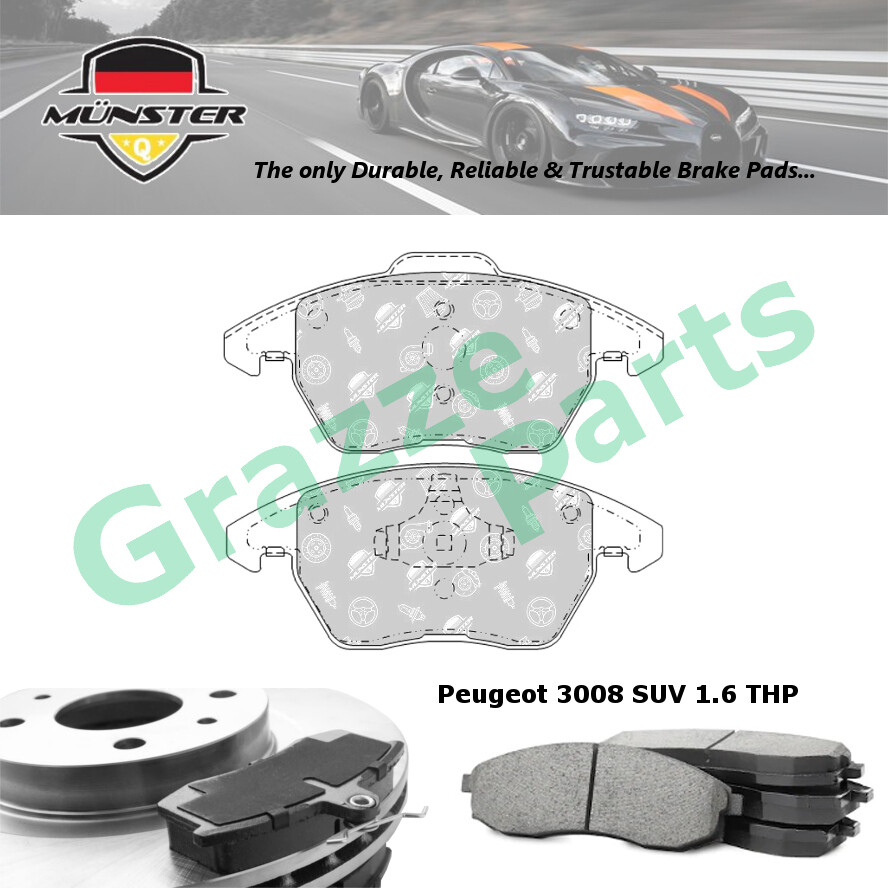Münster Disc Brake Pad Front for Peugeot 3008 SUV 1.6 THP 2010-2016 5FV(EP6CDT) 5GZ(EP6FDT) - 2