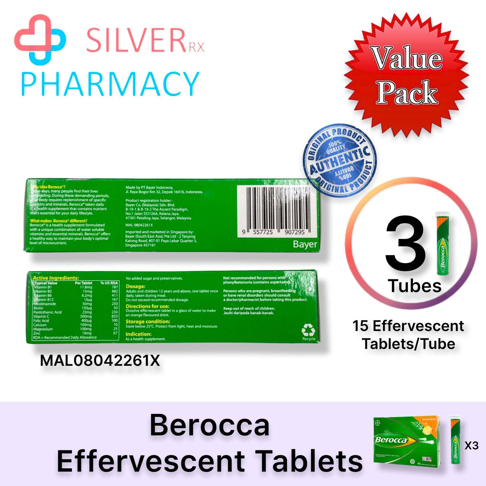[Exp 17/10/23] Berocca Orange Effervescent Tablets 15's/Tube [Single