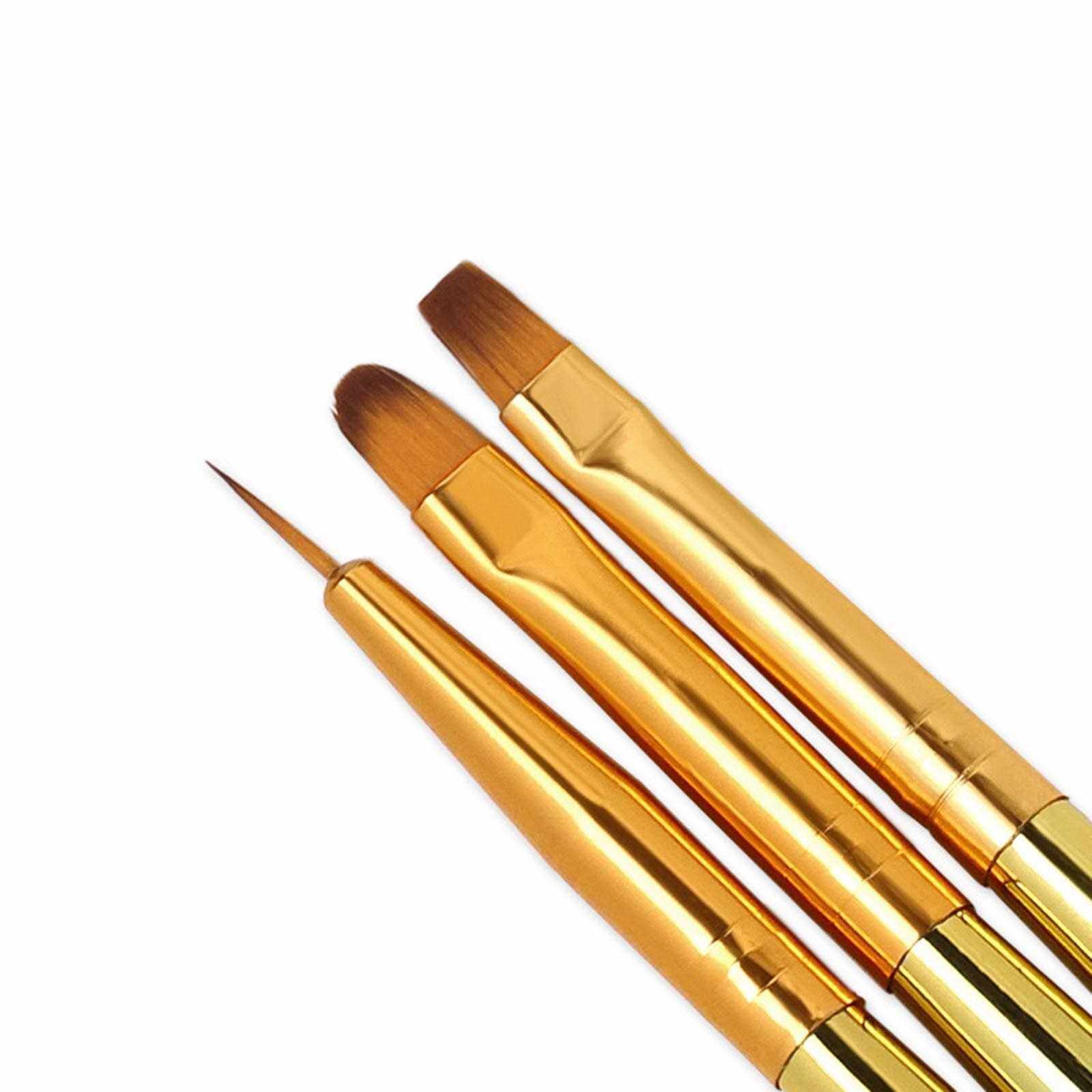 Best Selling 3Pcs/Set Nail Art Brush Painting Drawing Carving Pen Crystal Liner Dotting Acrylic Builder UV Gel Painting Drawing Brush Manicure Tool (Standard)