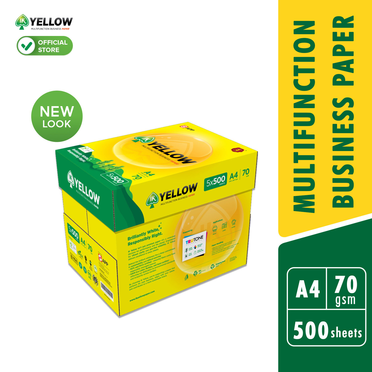IK Yellow 500s 70gsm A4 paper 1 Carton box (5 Reams) (500 sheets/ream)