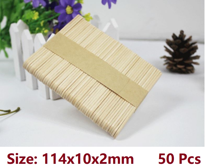 50 Pcs Slim Ice Cream Stick Plain Colour Popsicle Sticks 114 x 10mm Batang Aiskrim