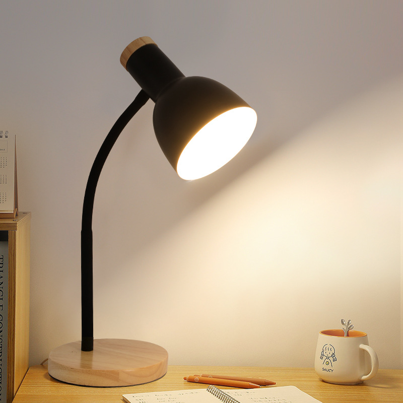 Nordic LED desk lamp eye protection desk college dormitory simple creative learning plug-in ins girl bedside lamp small desk lamp ins wind