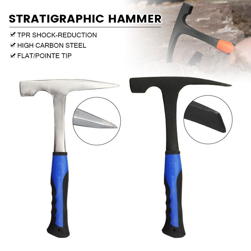 1 cái búa địa chất mũi nhọn búa khai thác mini khảo sát chuyên nghiệp búa dẹt đa năng giảm sốc dụng cụ cầm tay đầu nhọn