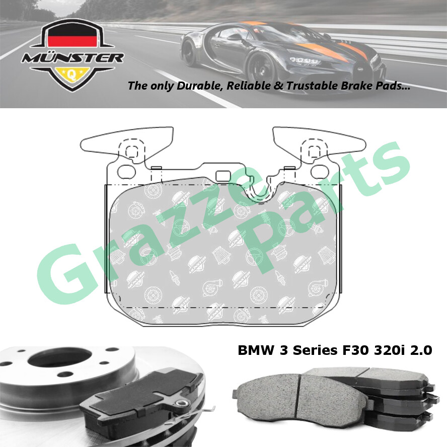 Münster Disc Brake Pad Front for BMW 3 Series F30 320i 2.0 2014-2016 N20B20A B48B20A - 3