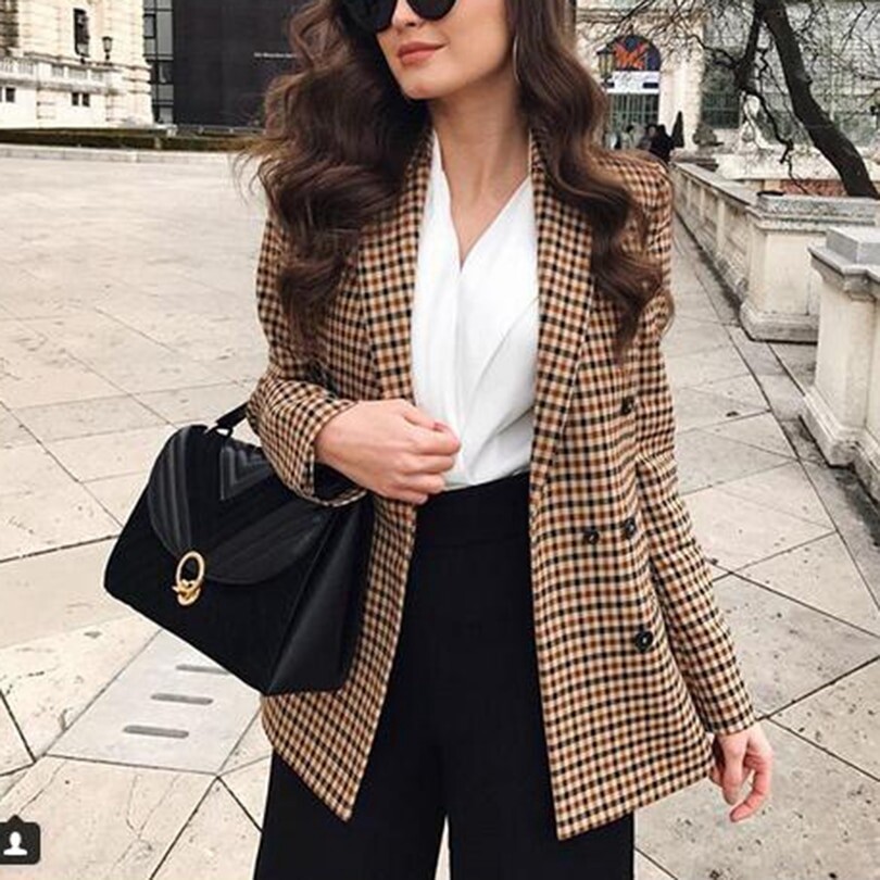 women's plaid suit jacket