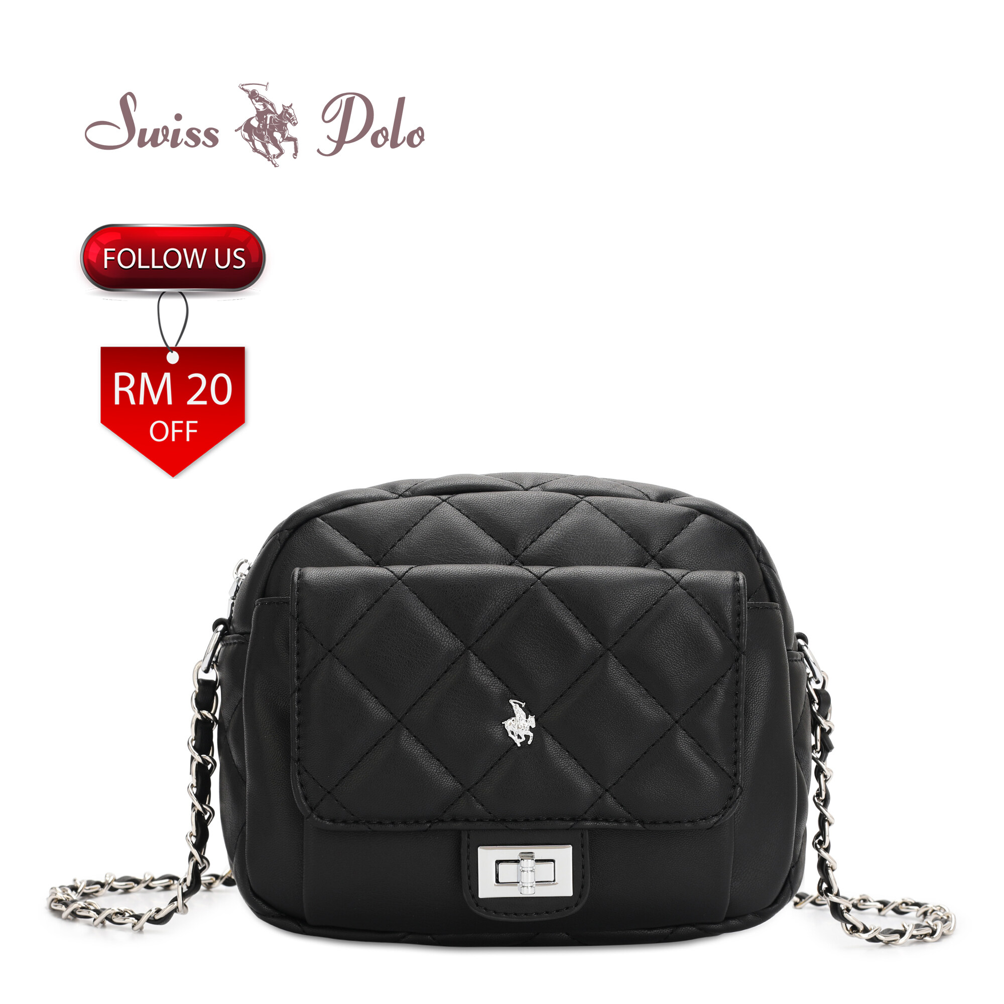 SWISS POLO Ladies Chain Sling Bag HEJ 221-1 BLACK