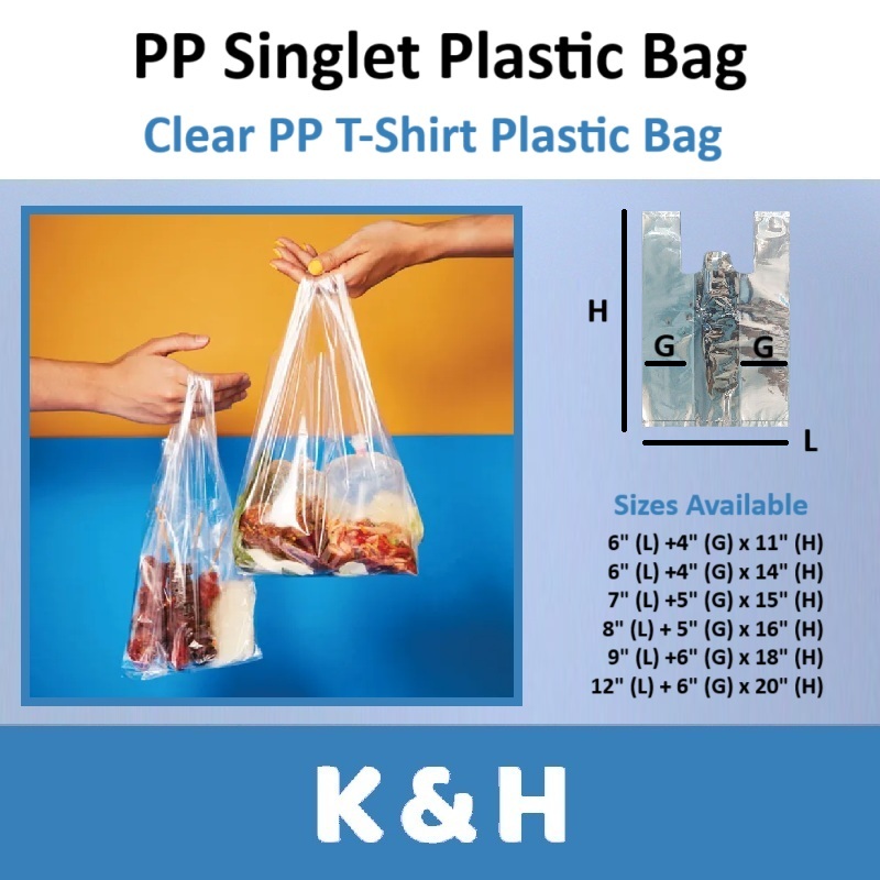 Beg Plastik / PP Singlet Bag / PP Singlet Transparent Plastic Bag / Clear Plastic Bag / Take Away Bag / beg plastik - 250grams per Packet