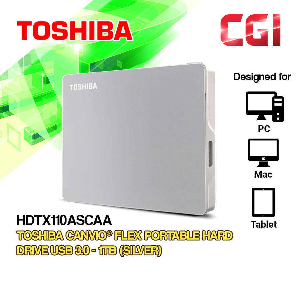 Toshiba 1TB Canvio Flex USB-C Portable Hard Drive - Silver (HDTX110ASCAA)