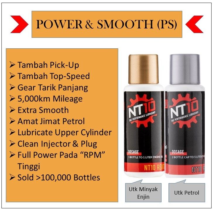 NT10 POWER & SMOOTH (P&S) Motorcycle Engine Oil Treatment Petrol