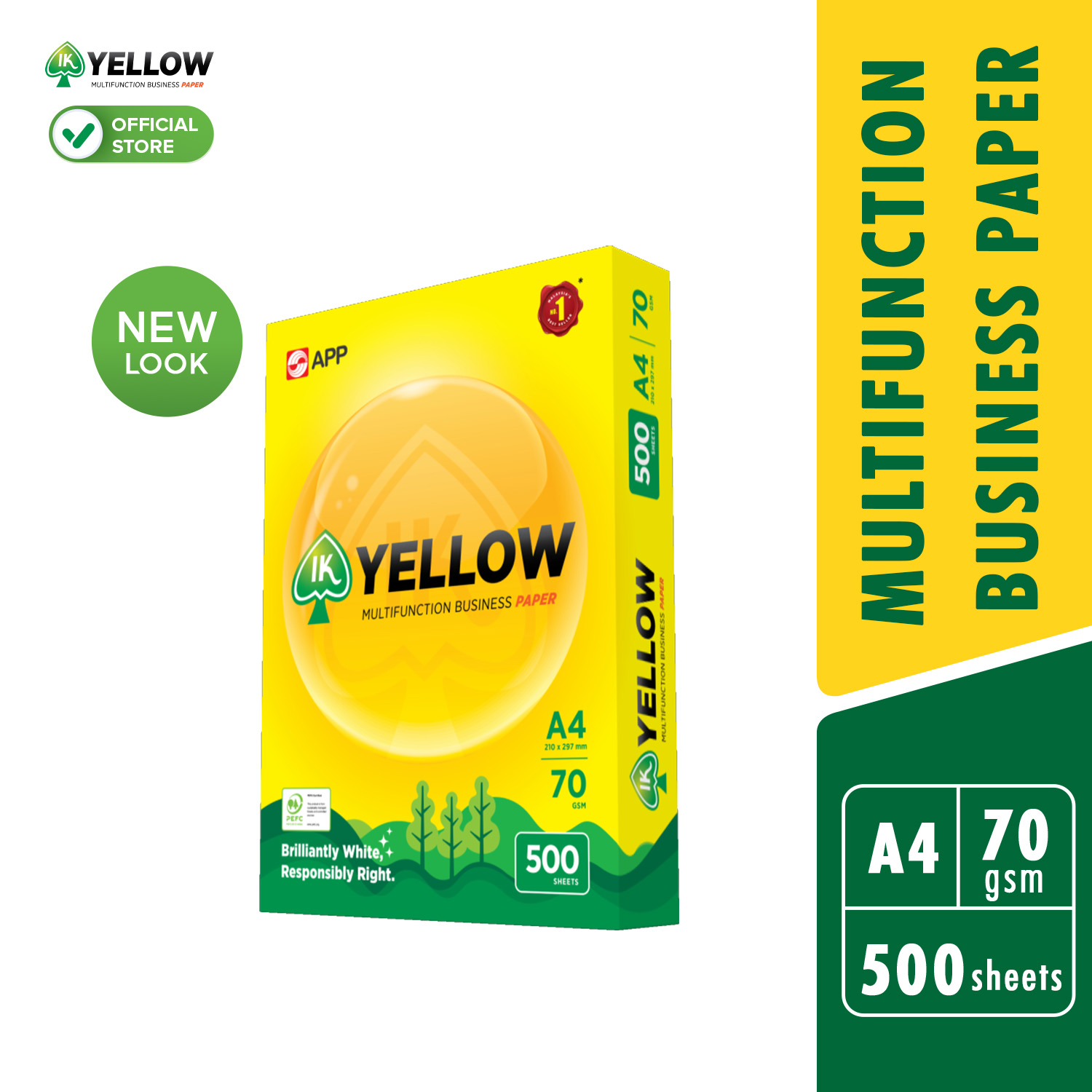 IK Yellow 500s 70gsm A4 paper 1 Ream (500 sheets/ream)