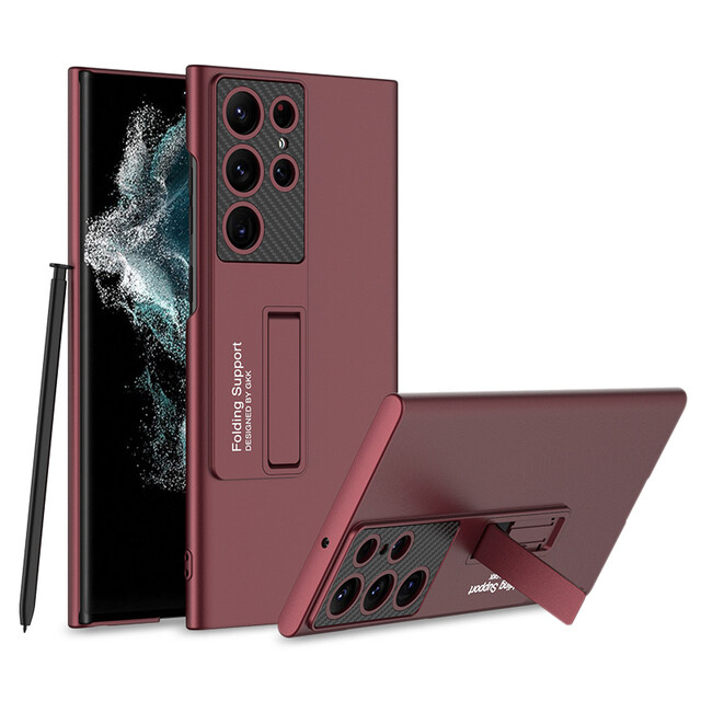 Ốp Lưng Nhựa Cứng Mờ Siêu Mỏng for Samsung Galaxy S23 Ultra 5G Ốp Lưng Bảo Vệ Chống Sốc Chân Đế Cho 