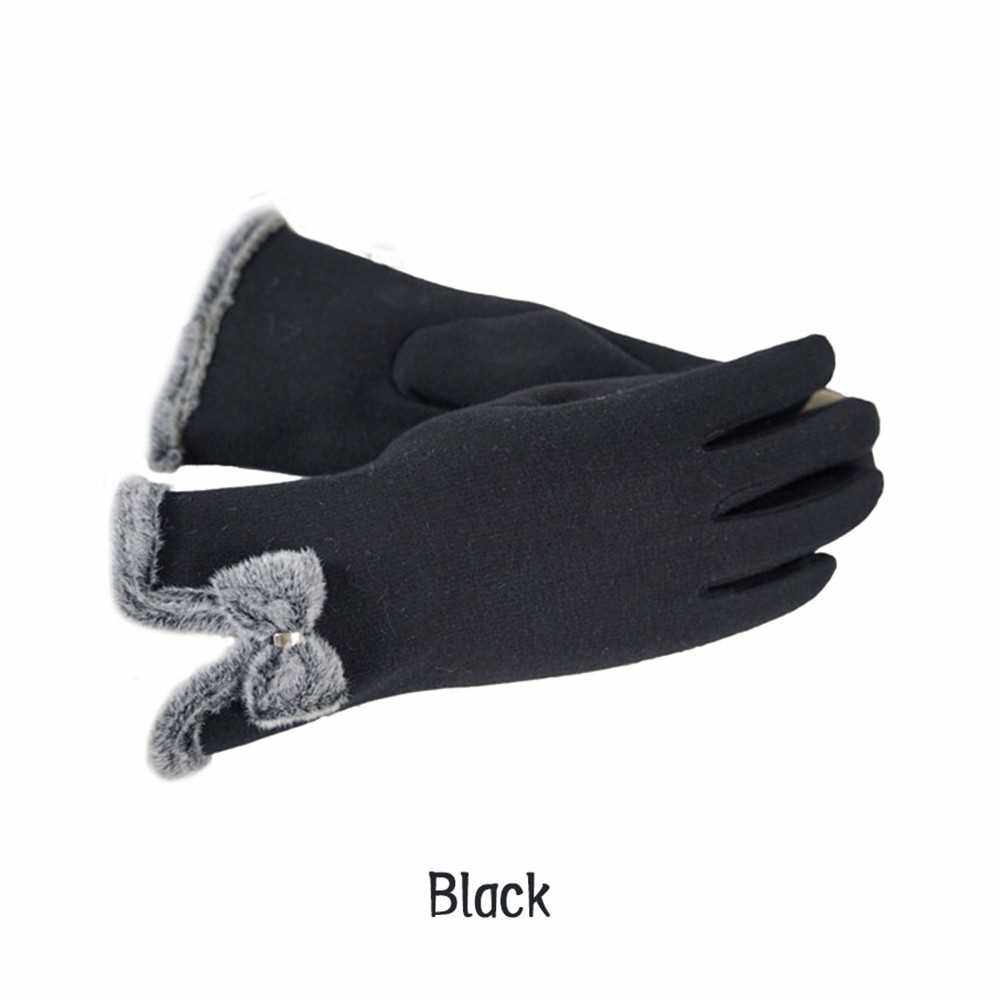 Best Selling Women Fall Winter Warm-Keeping Screen Touching Gloves (Black)