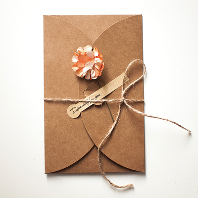 DIY Retro Kraft Paper Dried Flower Birthday Card Folding Greeting Card
