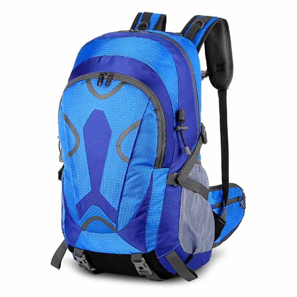 36-55L Large Capacity Storage Backpack Waterproof Shoulders Bag with Rain Cover for Outdoor Camping Hiking Climbing (Blue)
