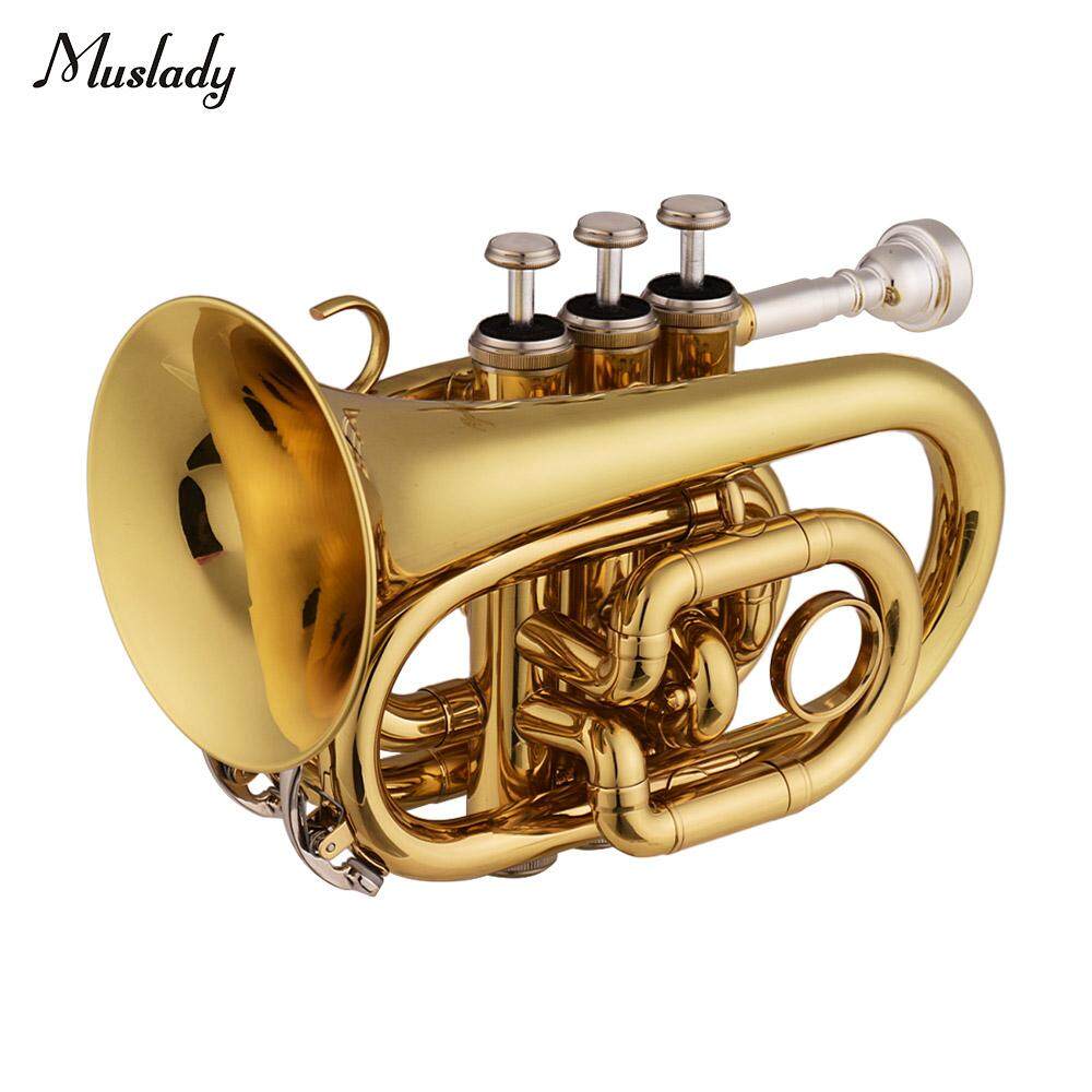 Muslady MINI Pocket trumpet BB FLAT brass พร้อมกระเป๋าหิ้วสีดำ