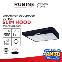 RUBINE RSH-GENOA-60BL Slim Hood 3 Extraction Speed with 5-Layer Aluminium Grease Filter
