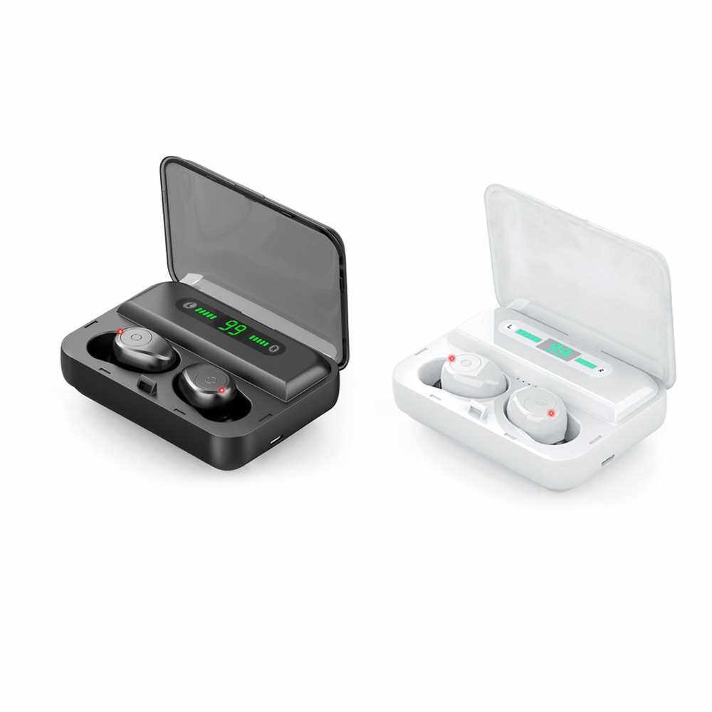 F9-5 TWS BT 5.0 Wireless Earphones Waterproof HD Stereo Earbuds Noise Cancelling Gaming Headset With Mic LED Digital Power Display (Black)