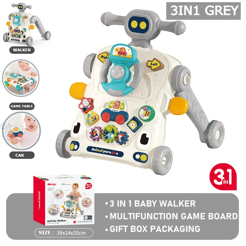 Ready Stock 6in1 Baby Walker Toddler Sit to Stand Learning Walker Music Toys Water Tank Musical Kids Play steering