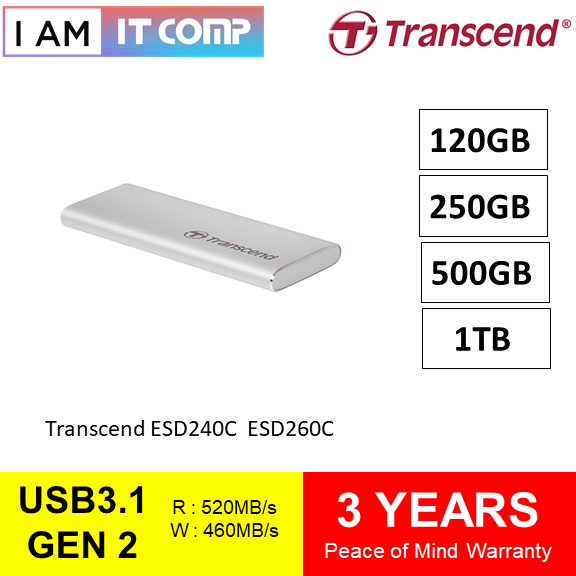Transcend ESD240C / ESD260C USB 3.1 Gen 2 Typc-C Portable SSD