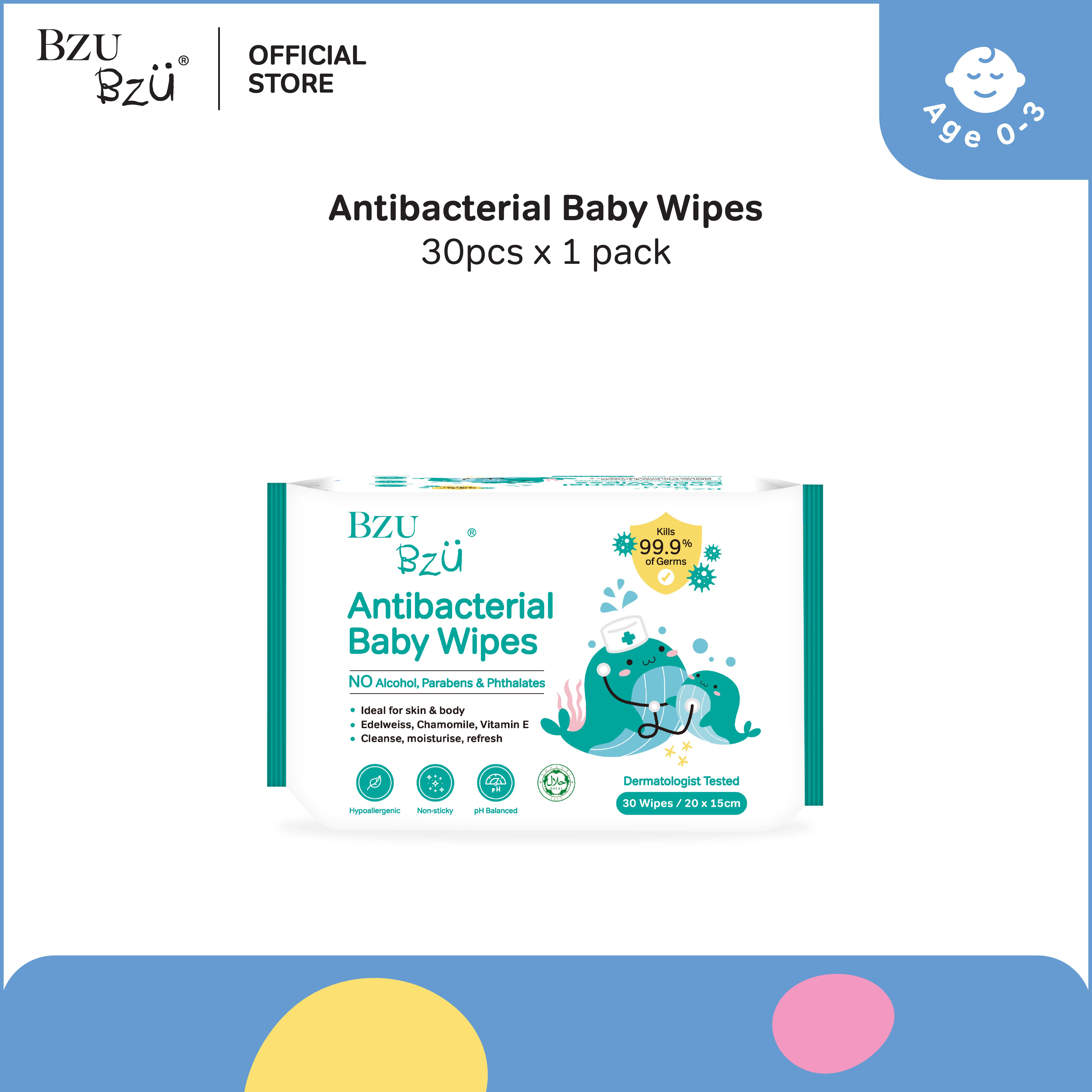 BZU BZU NEW Anti Bacterial Baby Wipes (30 pcs) [Exp: Year 2028]