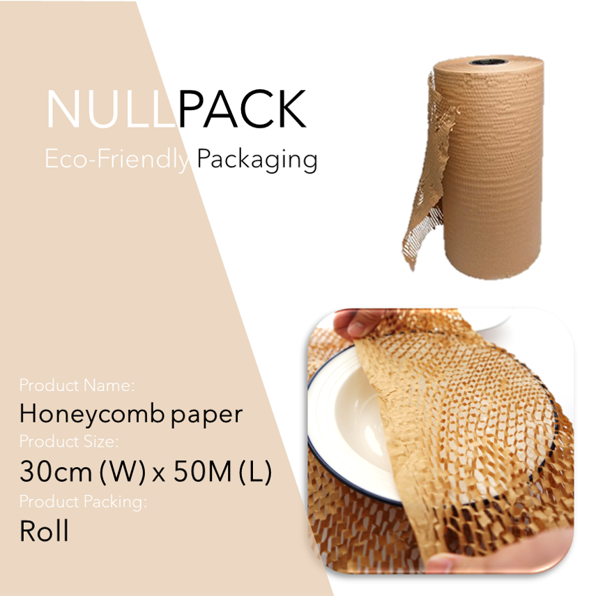 Nullpack Honeycomb Wrap Kraft | Aesthetic & Sustainable Protective Roll | Eco-friendly Bubble Wrap Alternative (15cm/30cm/50cm)