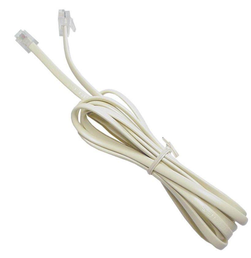 2M Telephone Line Cord Flat Cable 6P4C RJ11 ADSL Modem Fax White New
