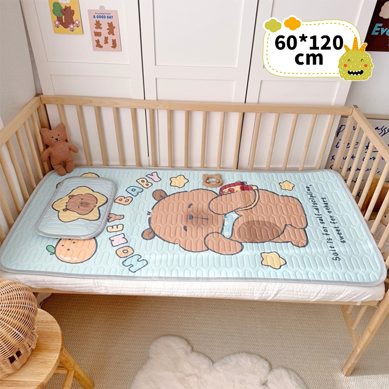Baby Cooling Mattress Set with Pillow Breathable Machine Washable Cot Bed Mat Tilam Bayi Sejuk