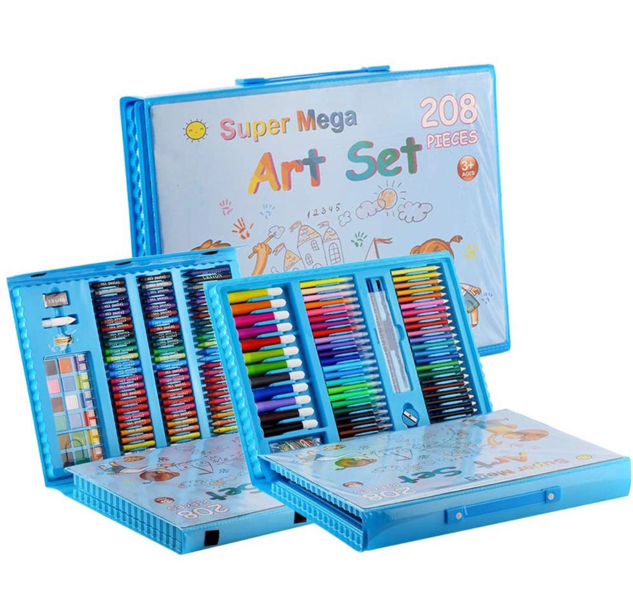 READY STOCK - 208/150pcs Children watercolour pen painting set drawing board stationery set 绘画定制208/150件套画笔礼盒