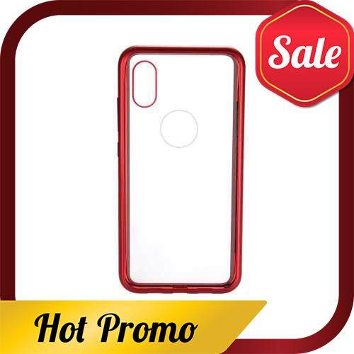Metal-rimmed Mobile Phone Case Hardened Glass Magnetic Adsorption Protection Smartphone Cover Bumper Luxury Aluminum Frame Cases for Xiaomi 8 (Red)