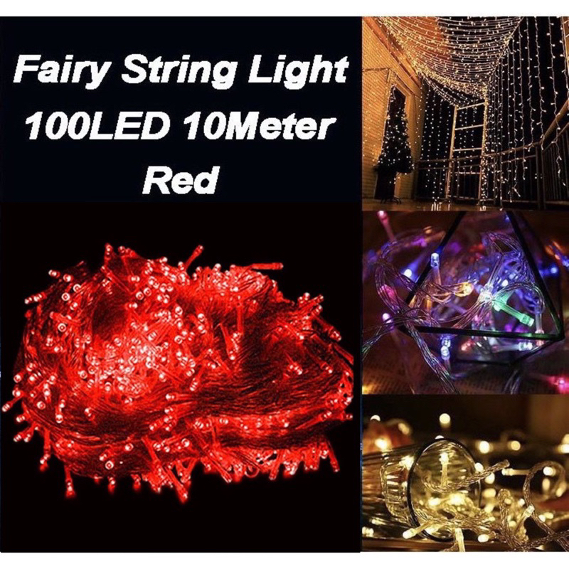 100LED 10M Lampu Raya LED Viral Outdoor Waterproof Fairy Light Lip Lap Kelip Kelip2 Klip Hiasan Kelap Christmas 1 set
