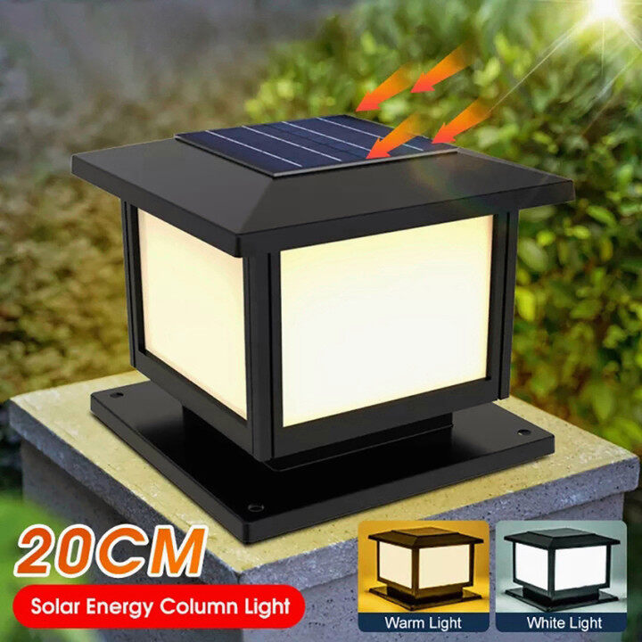 【48 hours delivery】Solar Powered Pillar Lamp LED 2 Color Warm White Decorative Light Outdoor IP67 Waterproof Villa Courtyard Garden Fence Lights